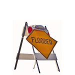 Flooded Sign With Sandbag